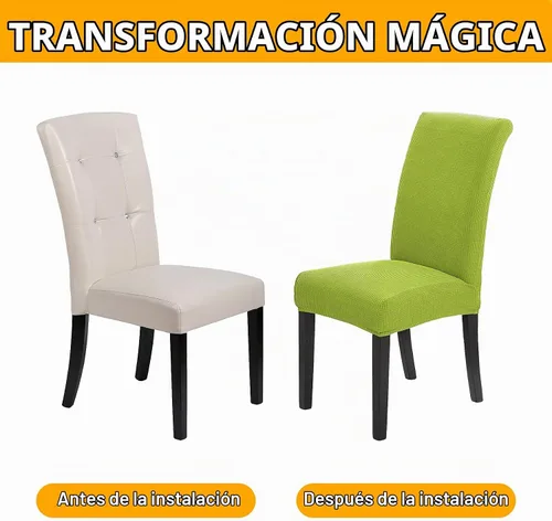Vista 5 de Juego de 2 fundas para sillas de comedor, fundas elásticas para sillas de comedor, fundas para sillas de cocina de jacquard texturizadas, decoración