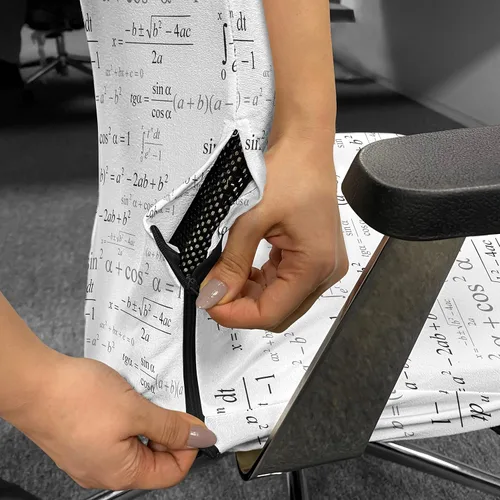 Vista 58 de Lunarable Funda para silla de oficina tribal, diseño azteca, nativo americano, geométrico, simbolismo étnico con espirales de triángulos, elástico