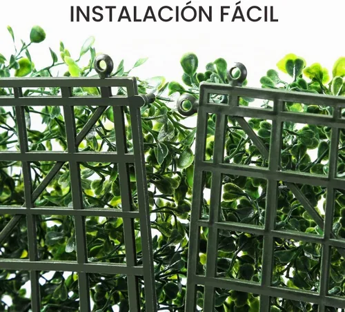 Vista 2 de Sunnyglade 12 piezas de paneles de madera artificiales de 10 x 10 pulgadas, planta de seto tipo arbusto, pantalla de privacidad con protección