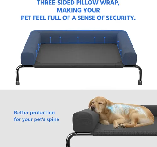 Vista 3 de Simple Trending Cama Elevada para Perros Grandes, Cuna Elevada Refrescante para Perros con Refuerzos, Cama Transpirable para Mascotas