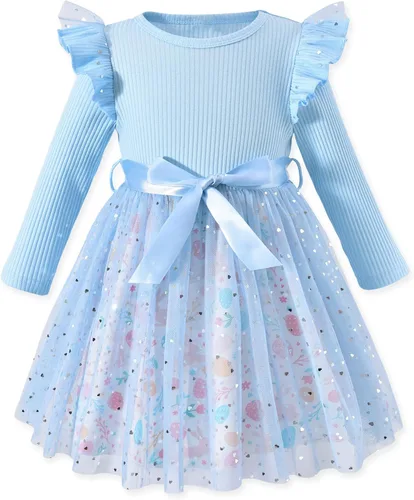 Vista 19 de Vestido de tul de manga larga para niña pequeña de 1 a 5 años Negro