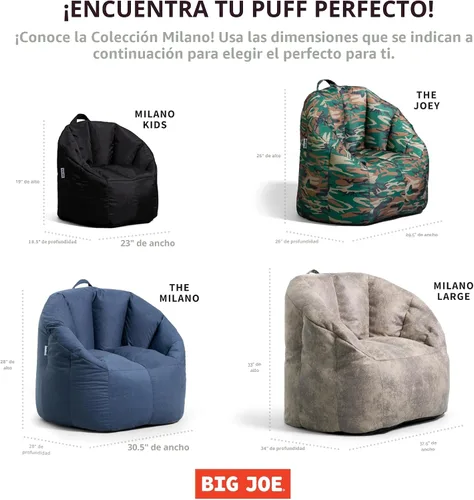 Vista 8 de Big Joe Milano - Silla de Puf con Cuero Montana Negro Vibe