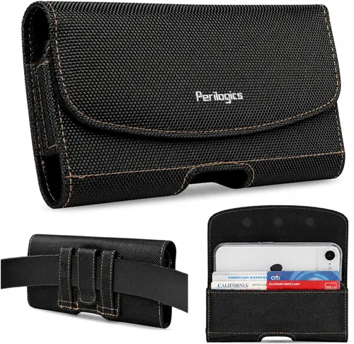 Vista 11 de Perilogics Funda magnética de nailon para teléfono con clip para cinturón Negro