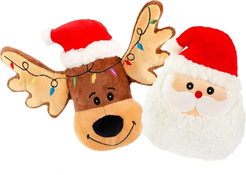 Vista 6 de Giftable World Juguete de peluche navideño para mascotas, divertido para diseños navideños con juguete masticable para perros