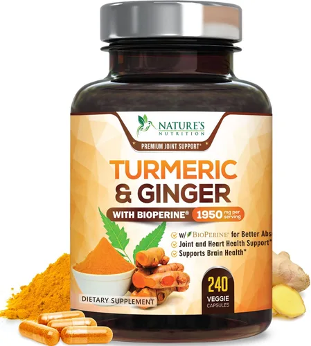 Vista 10 de Cúrcuma Curcumina con BioPerine & Jengibre 95% Curcuminoides 1950mg – Pimienta Negra para Absorción, Hecho en Estados Unidos, apoyo inmunológico