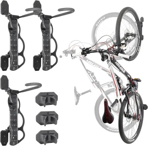 Vista 7 de BIKE HAND Swivel Bicycle Wall Hanger - Vertical Hook Wall Mount Holder - Indoor Garage Storage Bicycle Rack for MTB & Road Bikes - Max. Tire Width