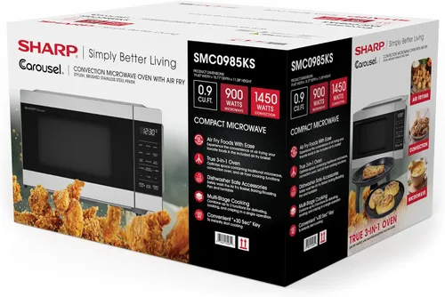 Vista 23 de Sharp Carousel® SMC0985KS - Horno microondas de convección 3 en 1 con freidora de aire, 0.9 pies cúbicos, 900 W, acero inoxidable