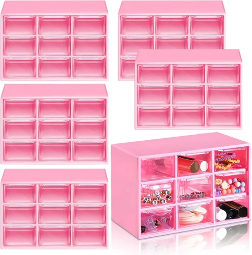 Vista 11 de Amyhill 6 Piezas Organizador Mini de Cajones Organizador Pequeño con 9 Cajones Caja de Almacenamiento de Manualidades de Plástico de Escritorio