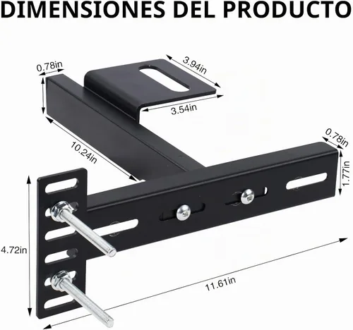 Vista 4 de Paquete de 2 soportes de cabecera ajustables para base de cama, kit de soportes de cabecera de metal para marco de cama, kit de extensión de estribo