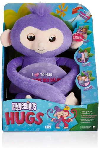 Vista 7 de WowWee Fingerlings Hugs - Mascota interactiva de mono bebé, peluche interactivo