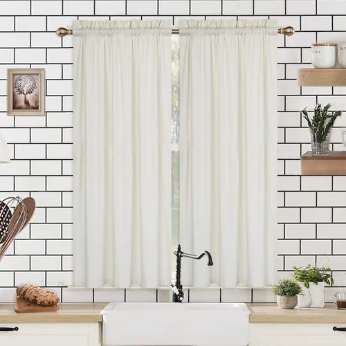 Vista 9 de CAROMIO Cenefas para ventanas de cocina, microfibra suave texturizada en relieve, con bolsillo para barra, cortinas a medida para ventanas de baño