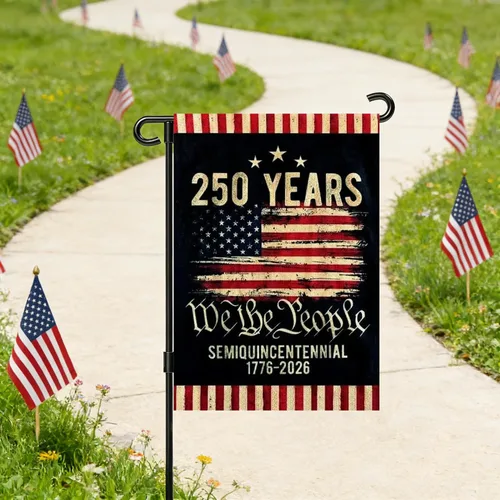 Vista 8 de Banderas de jardín con el 250 aniversario de Estados Unidos para exteriores, bandera de Estados Unidos del 250 aniversario con rayas de estrellas