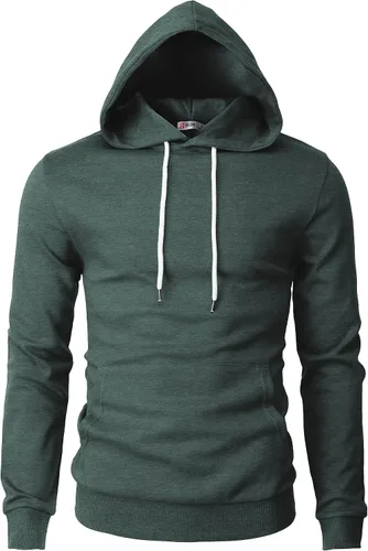 Vista 12 de H2H Sudadera con Capucha Tipo Pullover para Hombre, Ligera, de Manga Larga, con Bolsillo Canguro, Ajuste Ceñido, Básica, Casual, Suéter