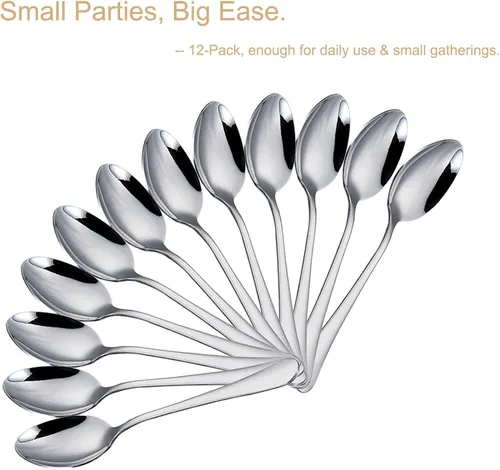 Vista 5 de DJ-WARE 12 cucharaditas de 5.5 pulgadas, cucharas pequeñas para tazas, tazas y platillos de 8 a 12 onzas, para reuniones familiares y pequeñas, té