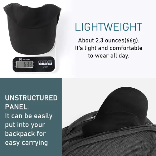 Vista 39 de Gorra de béisbol impermeable para hombre, sombrero de lluvia plegable para correr al aire libre, sombrero de pesca solar