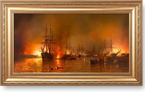 Vista 30 de A&T ARTWORK A Brisk Breeze por Willem van de velde Reproducciones de pintura de velero, impresiones en lienzo giclée para decoración del hogar, 20 x