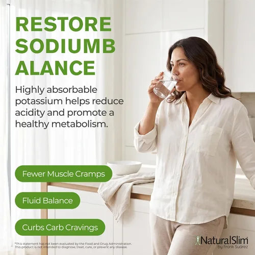 Vista 2 de Naturalslim Kadsorb - Citrato de potasio natural - Apoya el equilibrio de electrolitos y el pH normal, sin OMG y sin gluten, suplemento de potasio