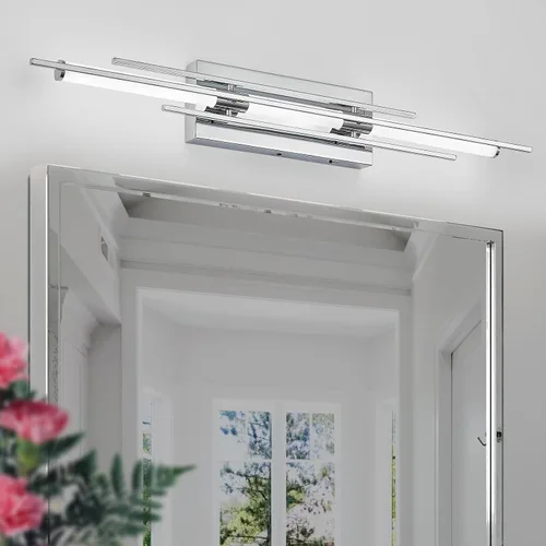 Vista 16 de VitaLink Lámpara de tocador dorada, 24 pulgadas, moderna lámpara de pared de baño sobre espejo de tocador, 2 luces cableadas de vidrio blanco
