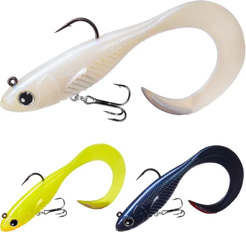 Vista 23 de TRUSCEND Duramax Pre-Rigged Fishing Lures with BKK Jig Hooks, 10X Tear-Resistant TPE Soft Swimbaits for Bass Striper Trout Crappie Walleye Grouper