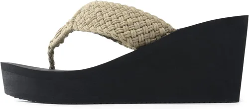 Vista 2 de DREAM PAIRS Women's Platform Flip Flop Arch Support Comfortable Woven Strap Soft Cushion Wedge Flip Flops Summer Thong Sandals
