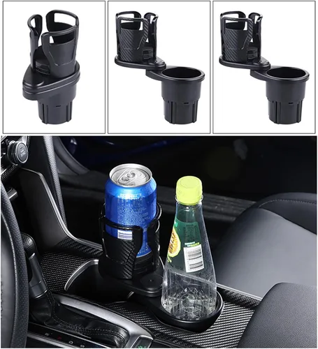 Vista 5 de Car Cup Holder Expander Adapter 2 in 1 Multifunctional 2 Cup Mount Extender 360 Rotating Bottles Drink Holder Car Gadget