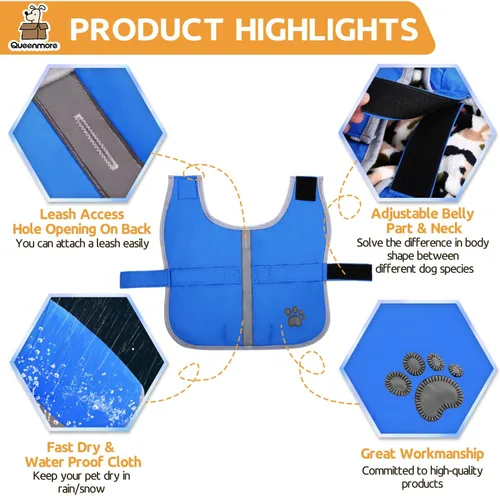 Vista 3 de Chamarra para perros, para climas fríos, reversible, forro polar para Invierno, chaleco, para mascotas, impermeable, XS, Azul