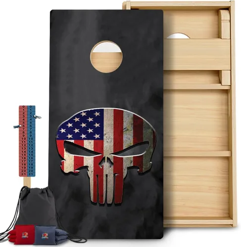 Vista 22 de CornholeGamesUSA Pro - Juego de tablas de Cornhole Fabricado en Estados Unidos Abedul báltico 3/4 Sin rebote Patas triples gruesas Dos 1