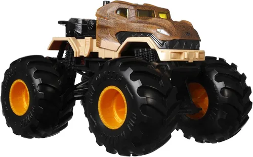 Vista 2 de Hot Wheels Monster Trucks Vehículos a escala 1:24, camiones de juguete coleccionables de metal fundido a presión con ruedas gigantes y chasis