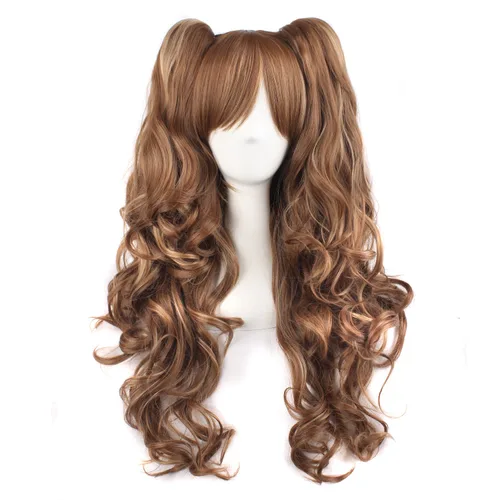 Vista 13 de MapofBeauty - Peluca de cabello largo y rizado en espiral para disfraz de cosplay (azul celeste)