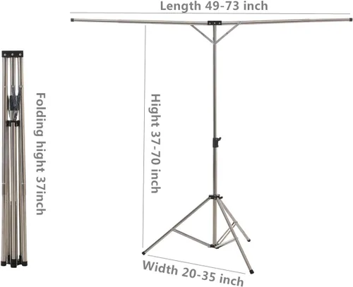 Vista 3 de Tendedero plegable y portátil, para secar, de acero inoxidable, de gran capacidad, ajustable, para ropa