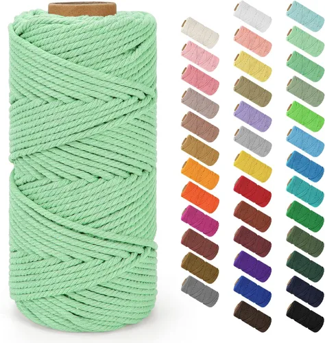 Vista 40 de Cuerda de macramé de 0.079 in x 220 yardas (656 pies), cuerda de algodón natural para colgar en la pared, ganchos de plantas, manualidades Verde