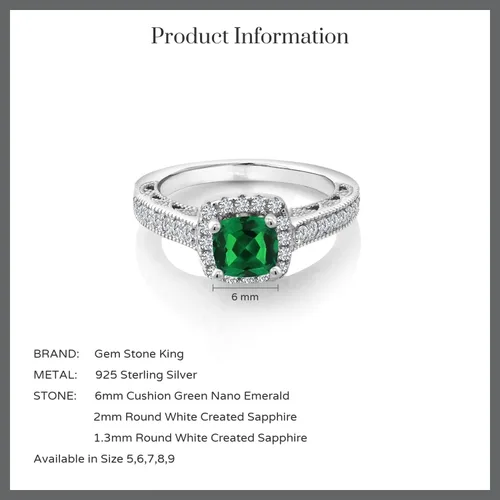Vista 20 de Gem Stone King Anillo de compromiso de plata de ley 925 de 0.236 in con piedra natal y zafiro blanco creado con acento Anillo de compromiso