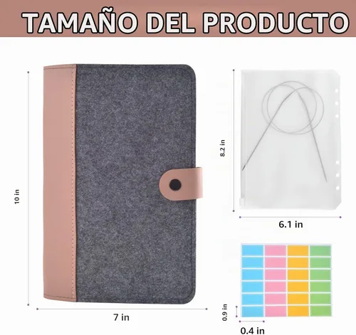 Vista 2 de Estuche circular de agujas de tejer de 10 x 7 pulgadas para guardar agujas de tejer (no incluye accesorios)