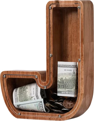 Vista 103 de Alcancía para niños y niñas, alcancía de madera con letra grande del alfabeto con inicial A, banco de monedas, regalos divertidos para cumpleaños