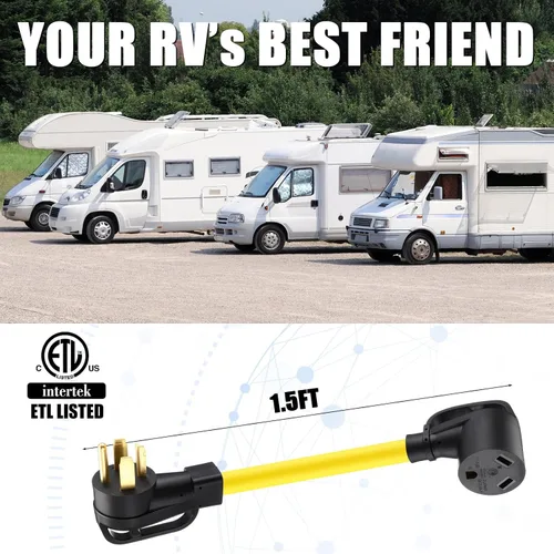 Vista 6 de Kanayu Cable adaptador de corriente NEMA 14-30P a TT-30R RV de 30 amperios Negro