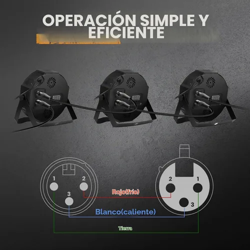 Vista 5 de Cable DMX de 6.5 pies, 8 unidades, cables XLR flexibles chapados