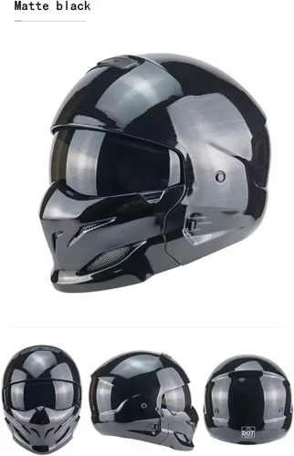 Vista 2 de Cascos modulares de cara abierta, casco de motocicleta de cara completa unisex para adultos, scooter, Street Bike Cruiser aprobado por DOT