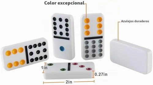Vista 3 de Homwom - Juego de Mexican Train Dominó, carretas hasta el número 12 con caja de aluminio