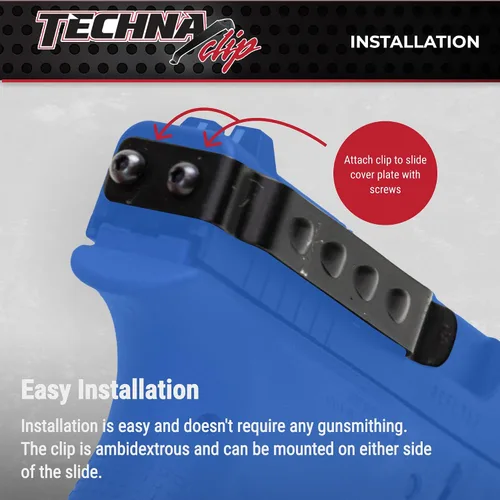 Vista 4 de Techna Clip Concealment System for Glock Models - Durable High-Carbon Spring Steel Gun Clip w/Teflon Coat 1500 - Ambi, Easy-to-Install Gun Holster