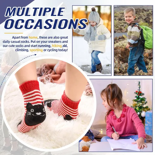 Vista 84 de Eocom 6 pares de calcetines de invierno cálidos de lana para niños y niñas