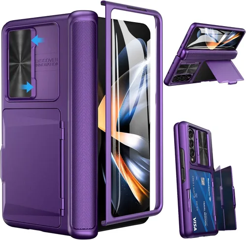 Vista 16 de Viaotaily Funda para Galaxy Z Fold 4 con Soporte para S Pen y Tarjetero y Protección de Bisagra, Protector de Pantalla Integrado y Cubierta