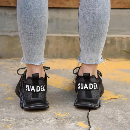 Vista 9 de SUADEX Zapatos de punta de acero para mujer, zapatos de trabajo antideslizantes, ligeros, con punta compuesta, zapatos de seguridad indestructibles