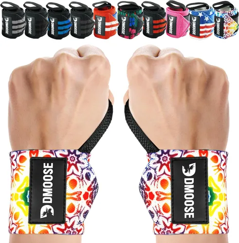 Vista 10 de DMoose Fitness Muñequeras para levantamiento de pesas de 18 pulgadas – Envoltura de gimnasio resistente con lazo para el pulgar para apoyo y alivio