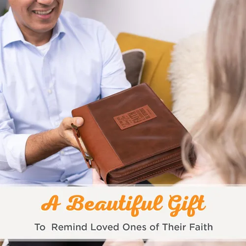 Vista 10 de Christian Art Gifts Funda clásica de piel sintética para la Biblia para hombres y mujeres: mantente firme en la fe - 1 Corintios 16:13 versículo