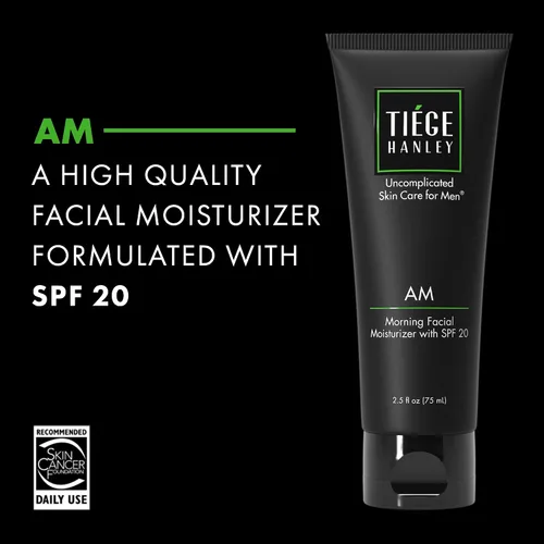 Vista 2 de Tiege Hanley Hidratante facial para hombre, hidratante facial matutino con SPF 20, crema para el cuidado de la cara y la piel de los hombres