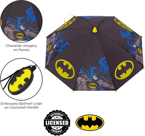 Vista 3 de DC Comics Paraguas y Slicker, Batman o Superman, juego de ropa de lluvia para niños de 2 a 7 años