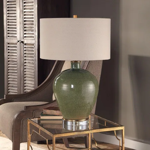 Vista 4 de Uttermost Elva Lámpara de mesa de cerámica esmaltada verde esmeralda