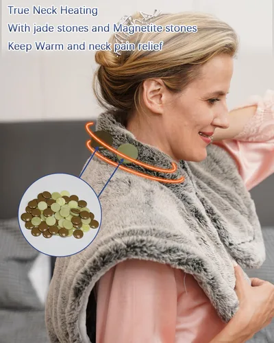 Vista 7 de UTK Almohadillas térmicas de infrarrojos lejanos para cuello, hombros y espalda para aliviar el dolor, lo suficientemente caliente, regalo