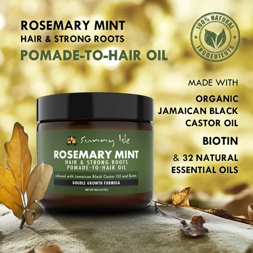 Vista 3 de Sunny Isle Pomada de menta y romero para cabello y raíces fuertes, 5 onzas
