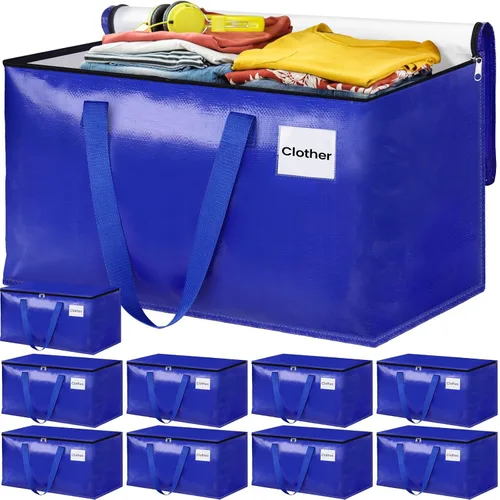 Vista 15 de Bolsas de mudanza extra grandes, bolsas de almacenamiento con asas de estudio y cremalleras resistentes, suministros de mudanza para mudanza
